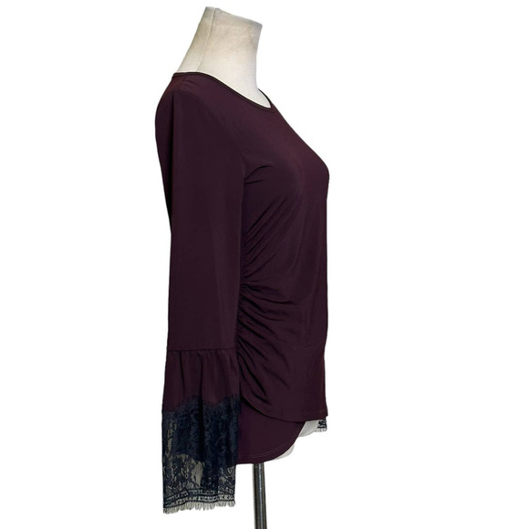 KOBI Aubergine/Black Miley Long Sleeve Blouse size Small - Picture 2 of 15